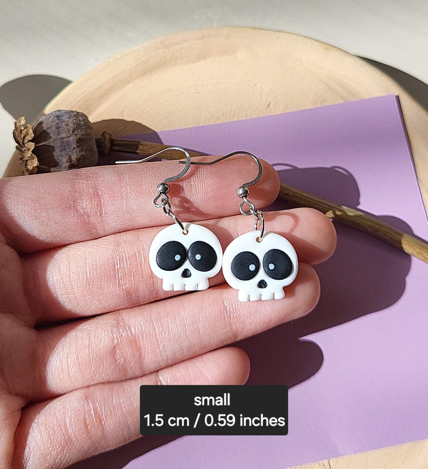 Kleine Totenkopf-Ohrringe Gruselig Niedliche Skelett Handgemachter Schmuck Halloween-Ohrringe