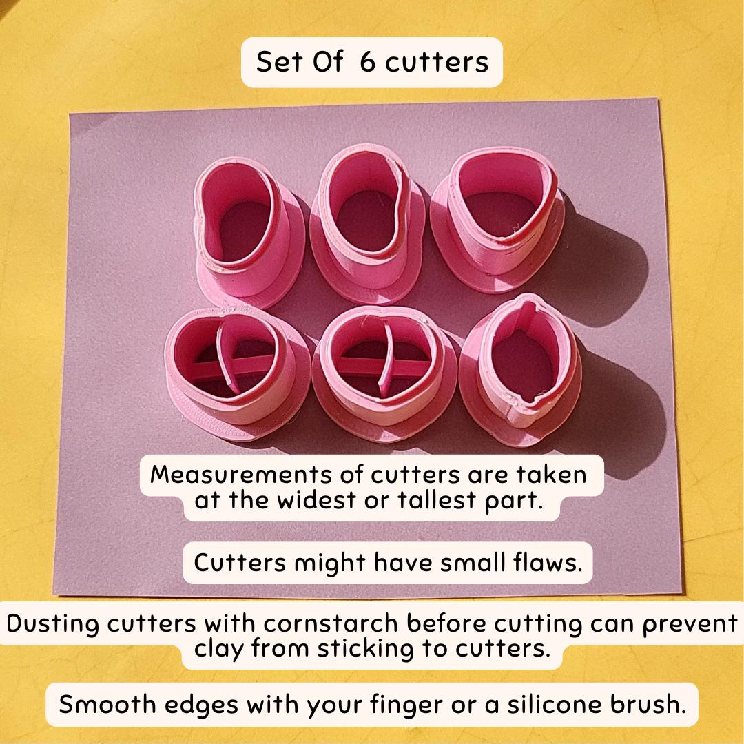 Cute Fruit Clay Cutter Set of 6 • Lemon • Peach • Strawberry • Mango • Sharp Clay Cutter • XS Small Big Polymer Clay Cutters