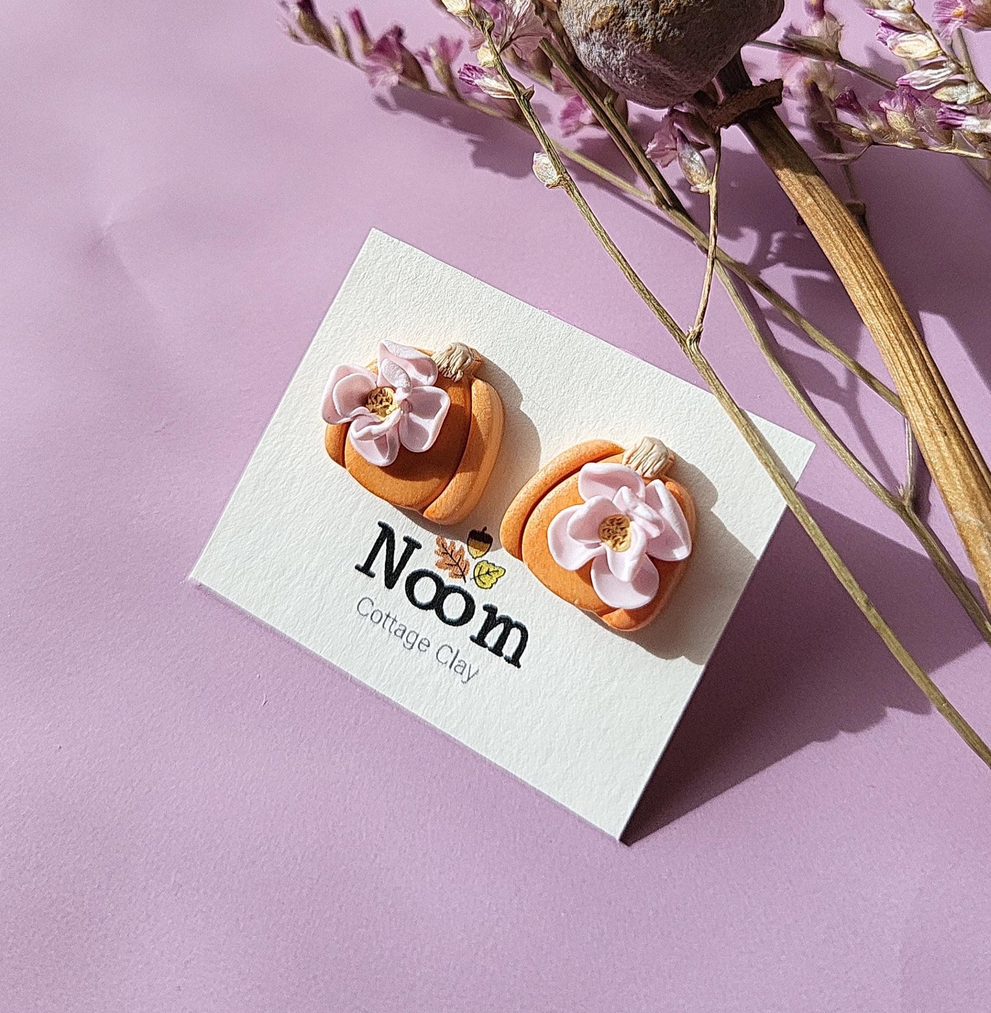 Pumpkin Stud Earrings Flower Clay Earrings