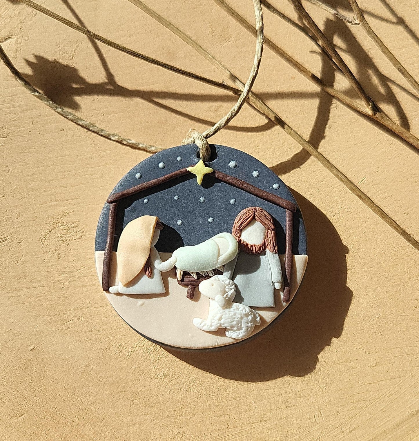 Small Nativity Scene Ornament - Cute Handmade Holiday Ornament