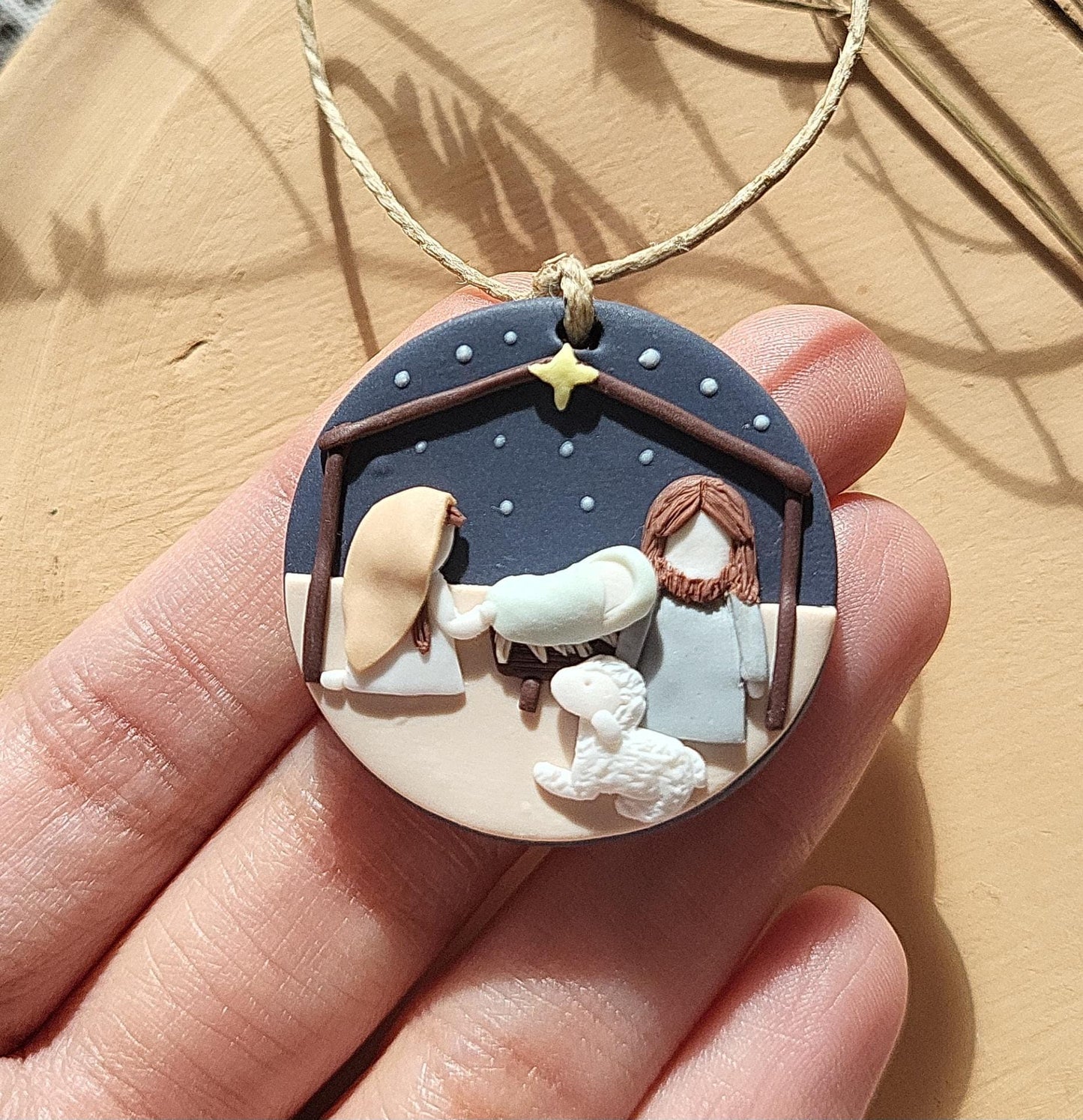 Small Nativity Scene Ornament - Cute Handmade Holiday Ornament