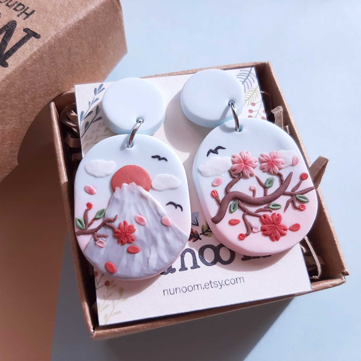 Landscape polymer clay earrings