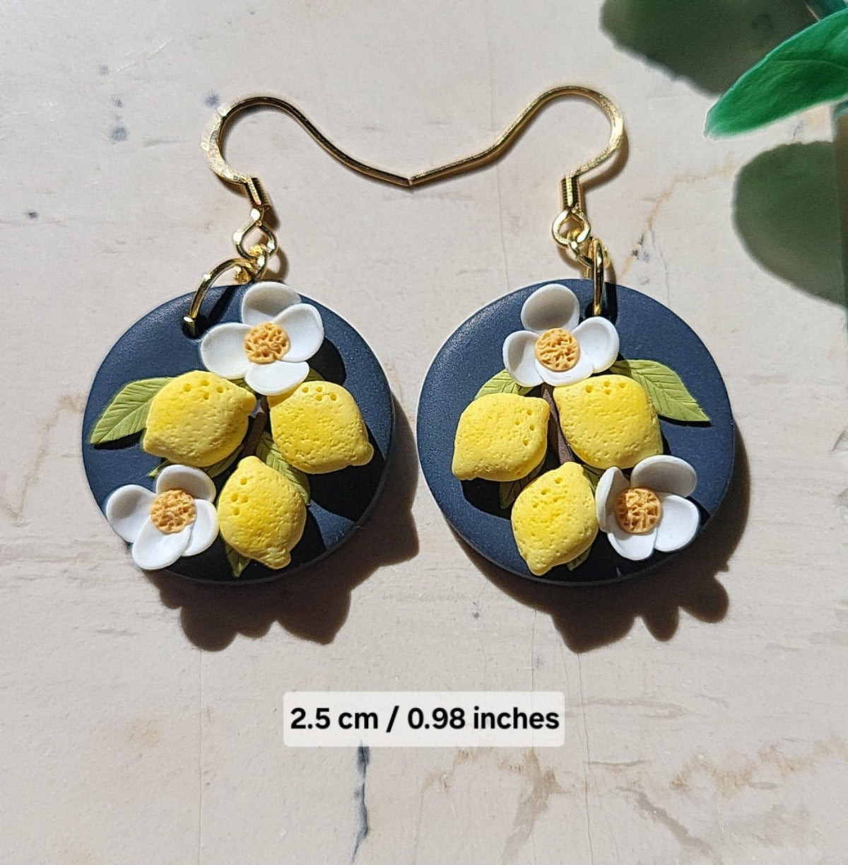 Polymer clay lemon earrings