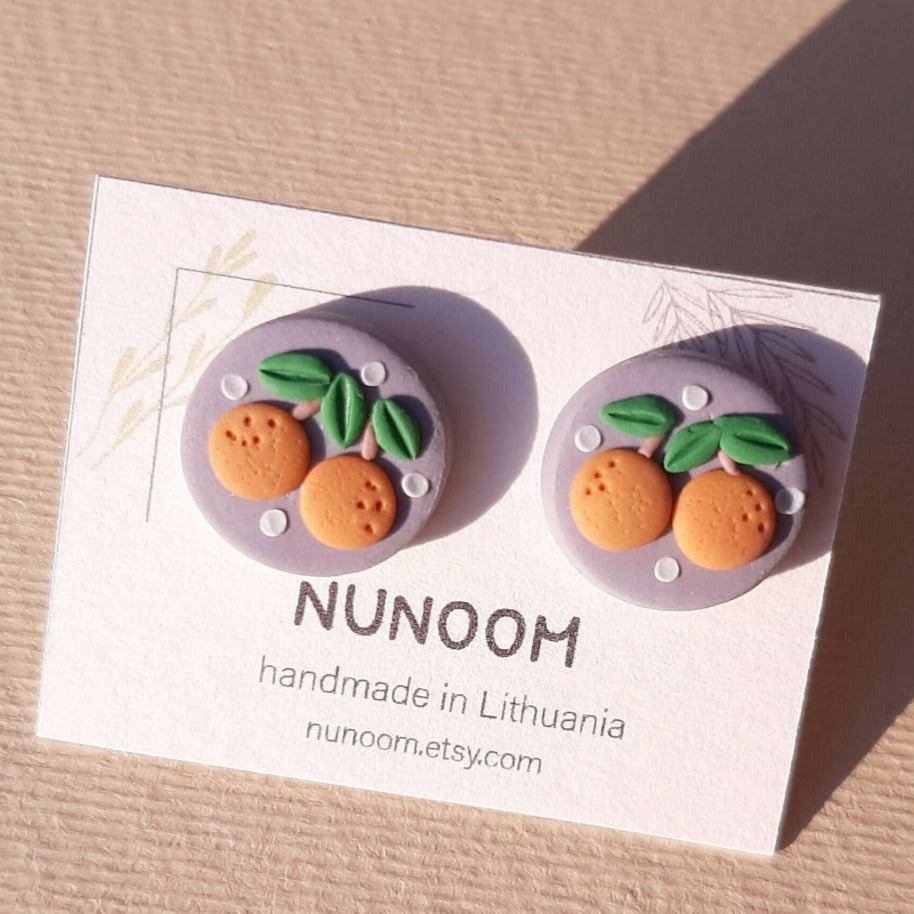 Polymer clay orange stud earrings
