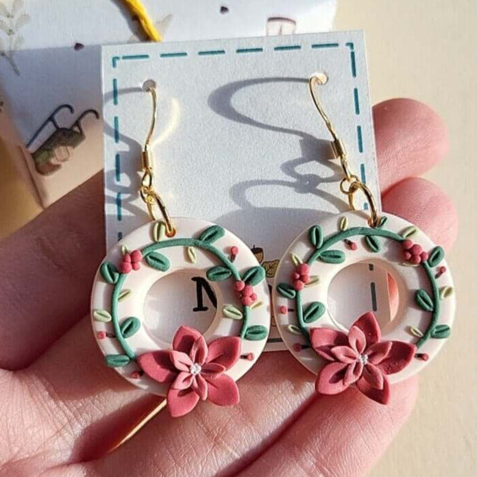 Christmas wreath earrings