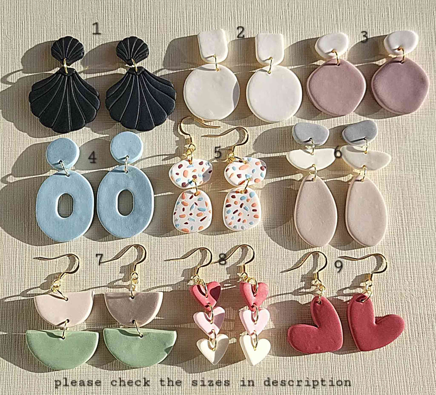 Modern trendy clay earrings