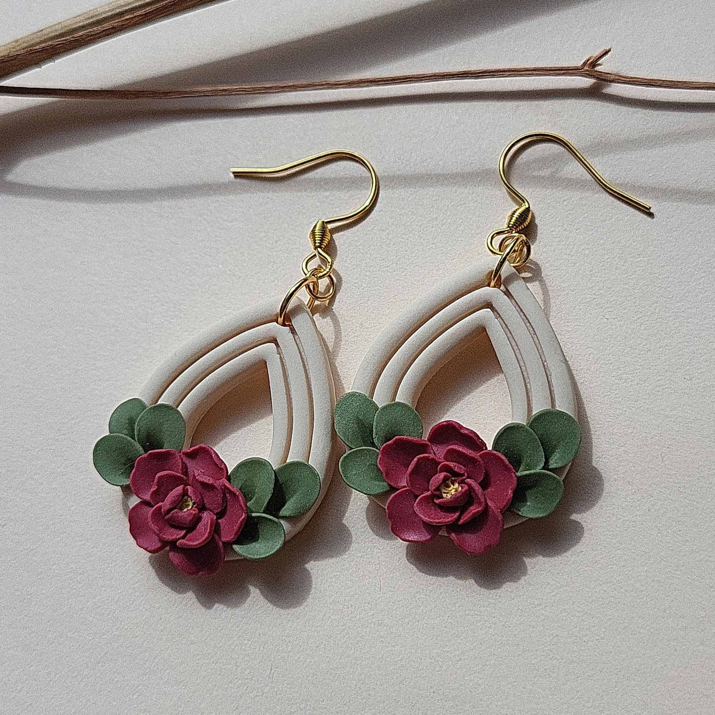 Flower polymer clay earrings handmade