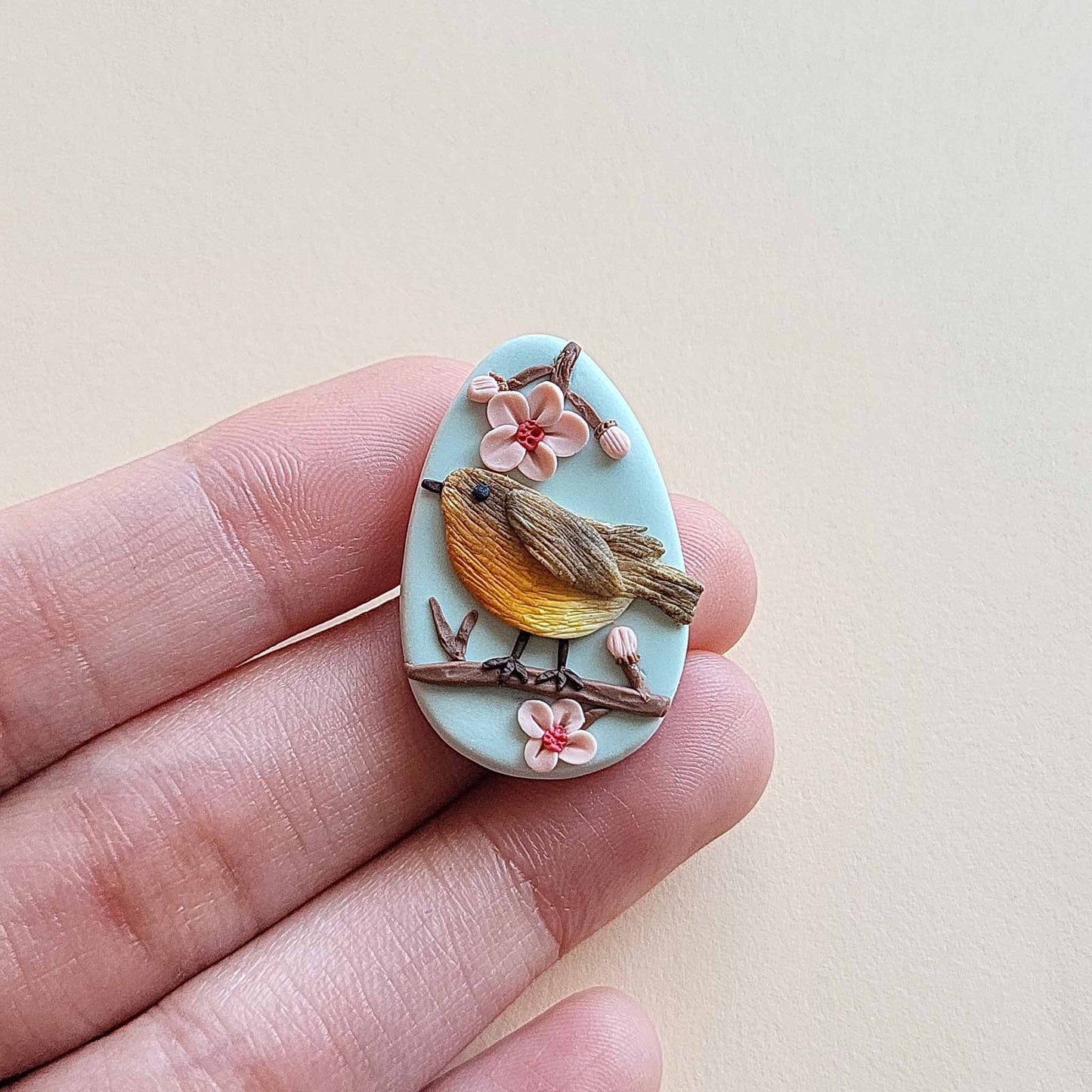 Handmade bird brooch