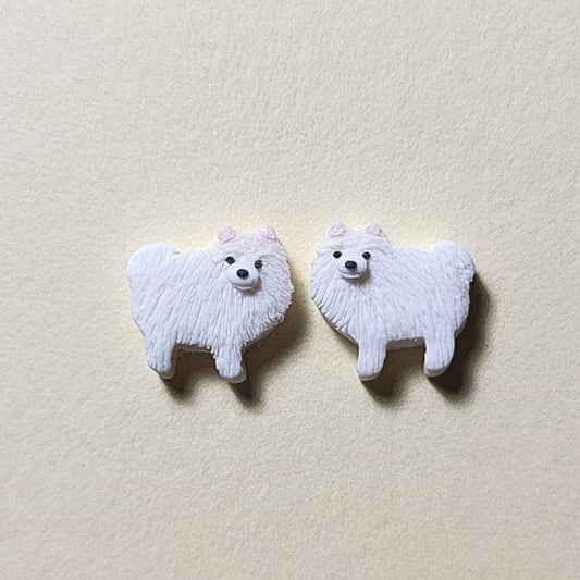 Spitz dog stud earrings