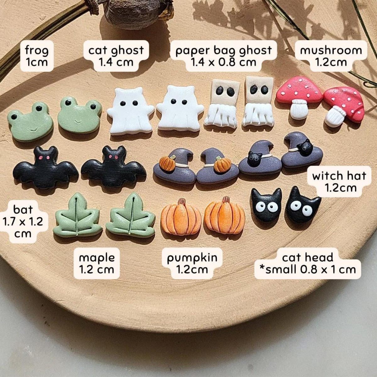 Spooky Halloween polymer clay stud earrings