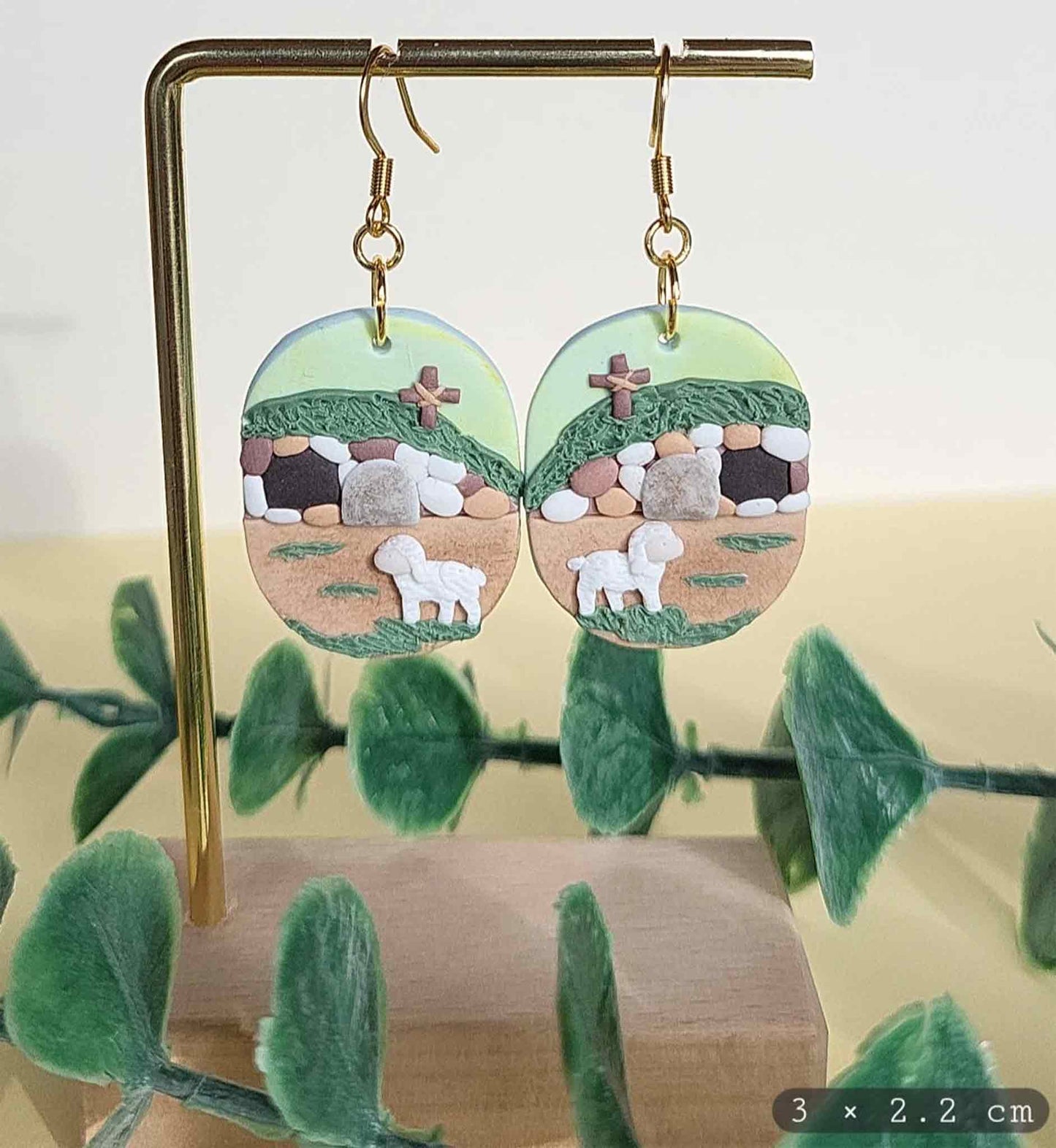 Handmade Easter clay earrings