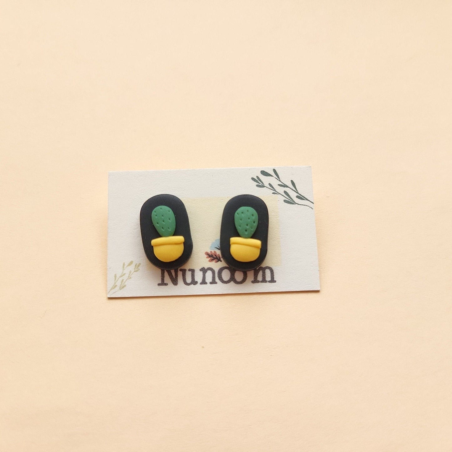 Handmade cactus clay earrings