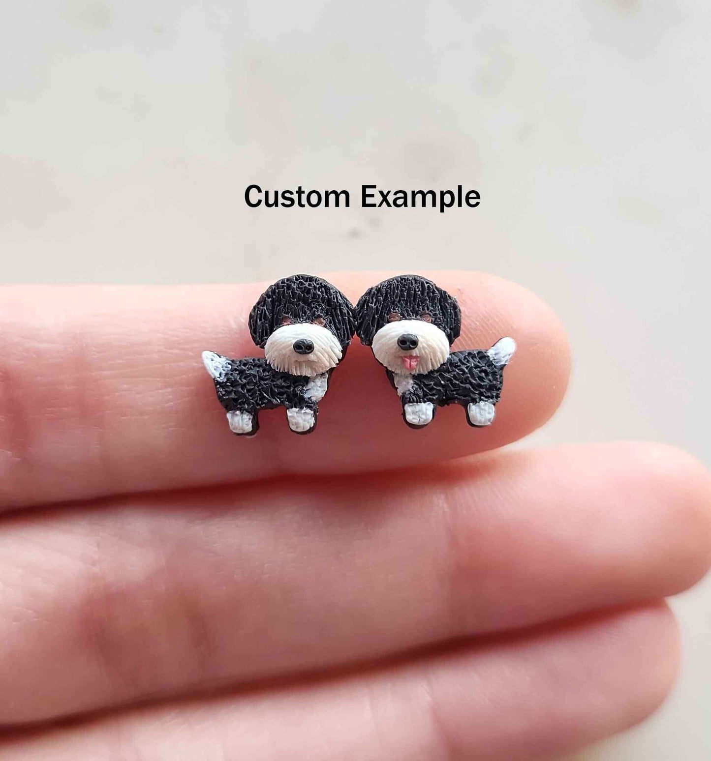 Black Doodle stud earrings