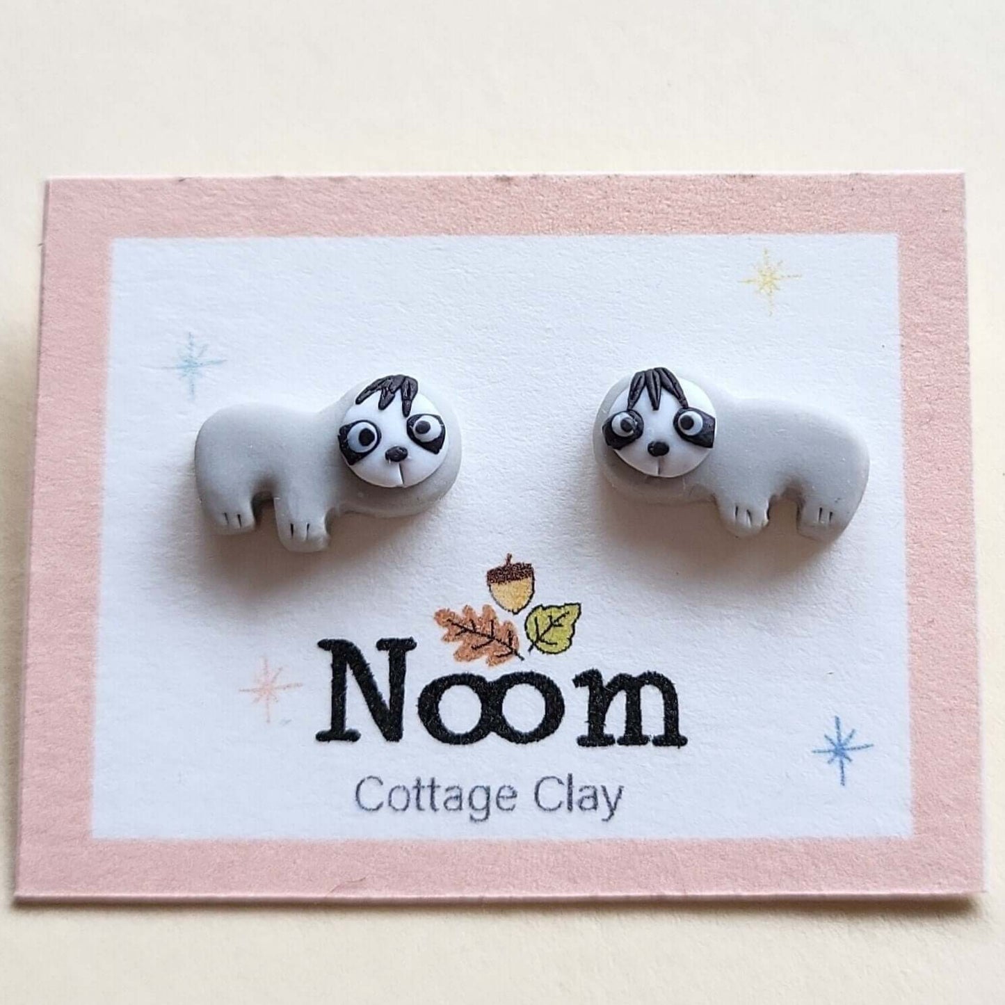 cute tiny sloth stud earrings