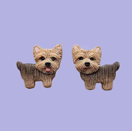 Cute tiny Yorkie stud earrings. Unique gifts for Yorkie lovers.