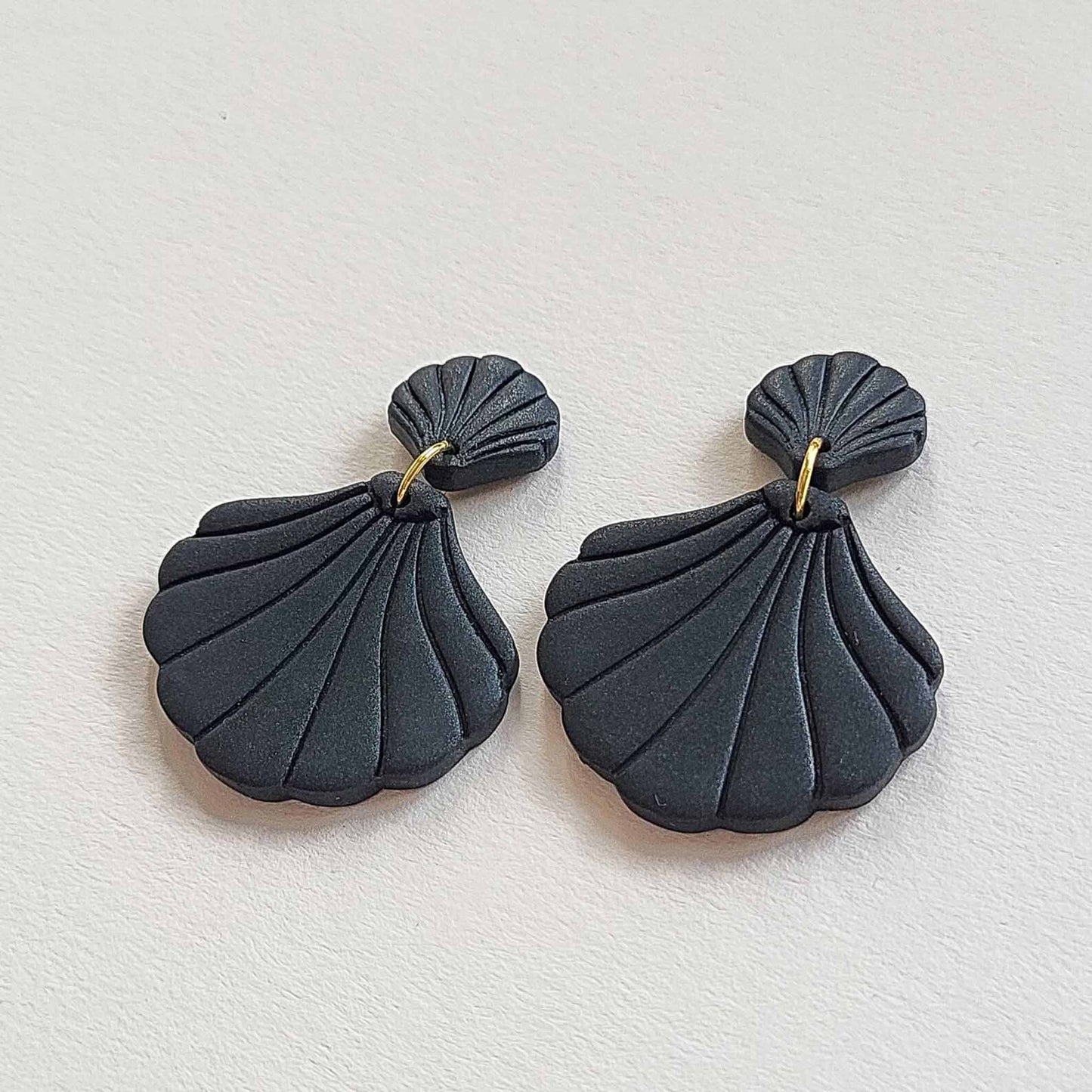 Black clay earrings handmade