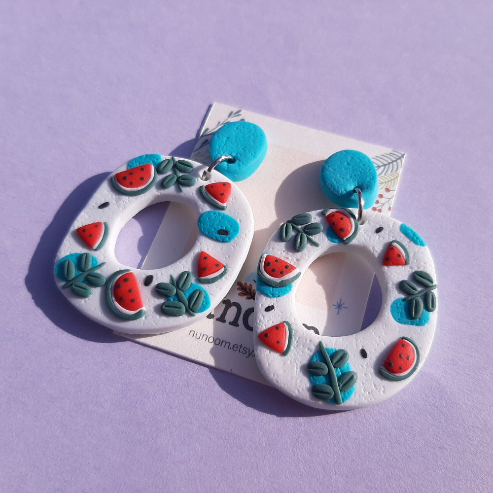 Watermelon polymer clay earrings