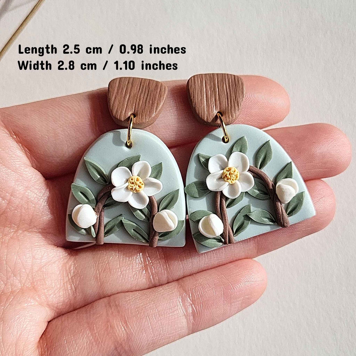 White floral earrings handmade jewelry