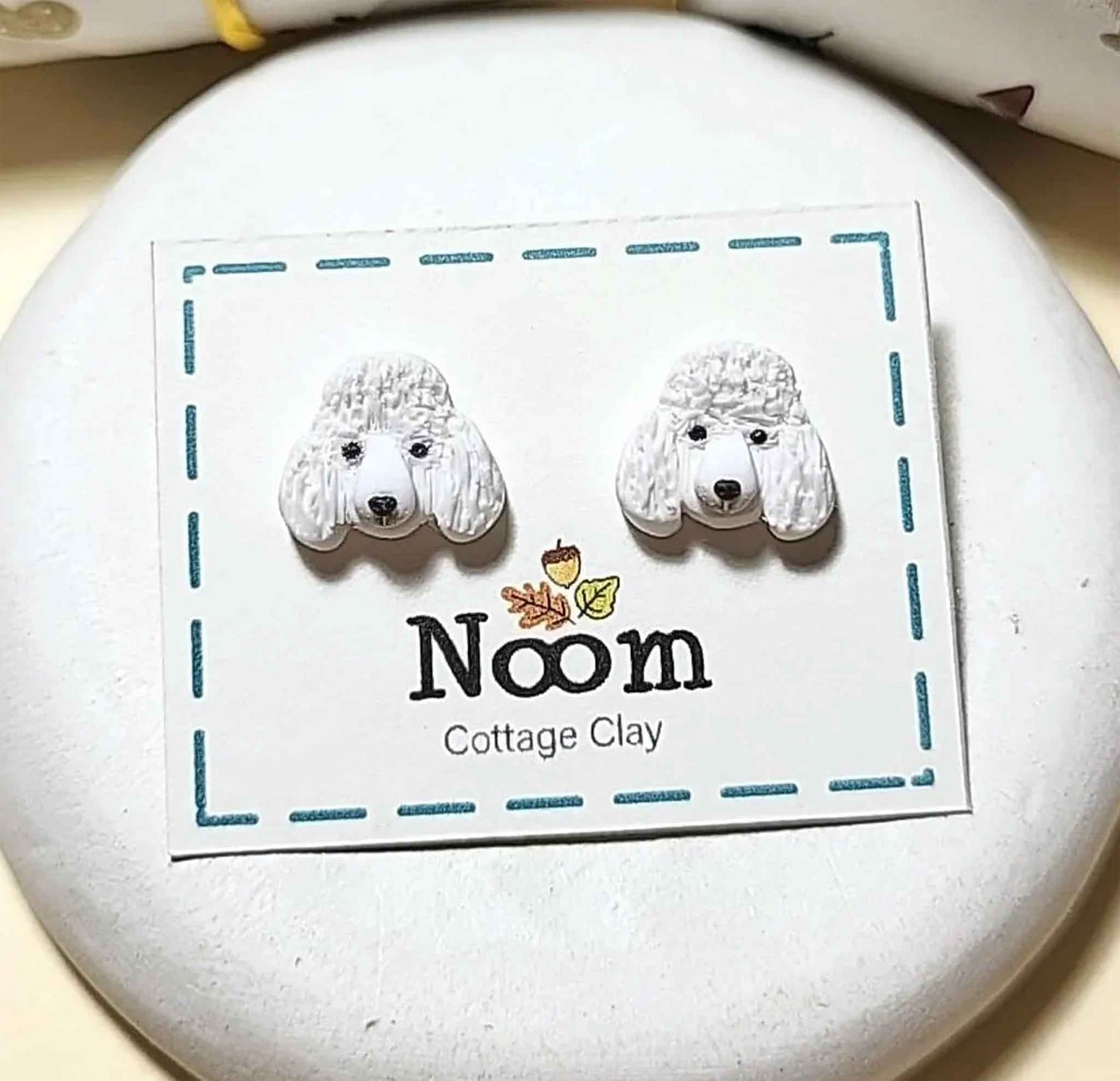 White Poodle earrings, unique gifts for dog lovers