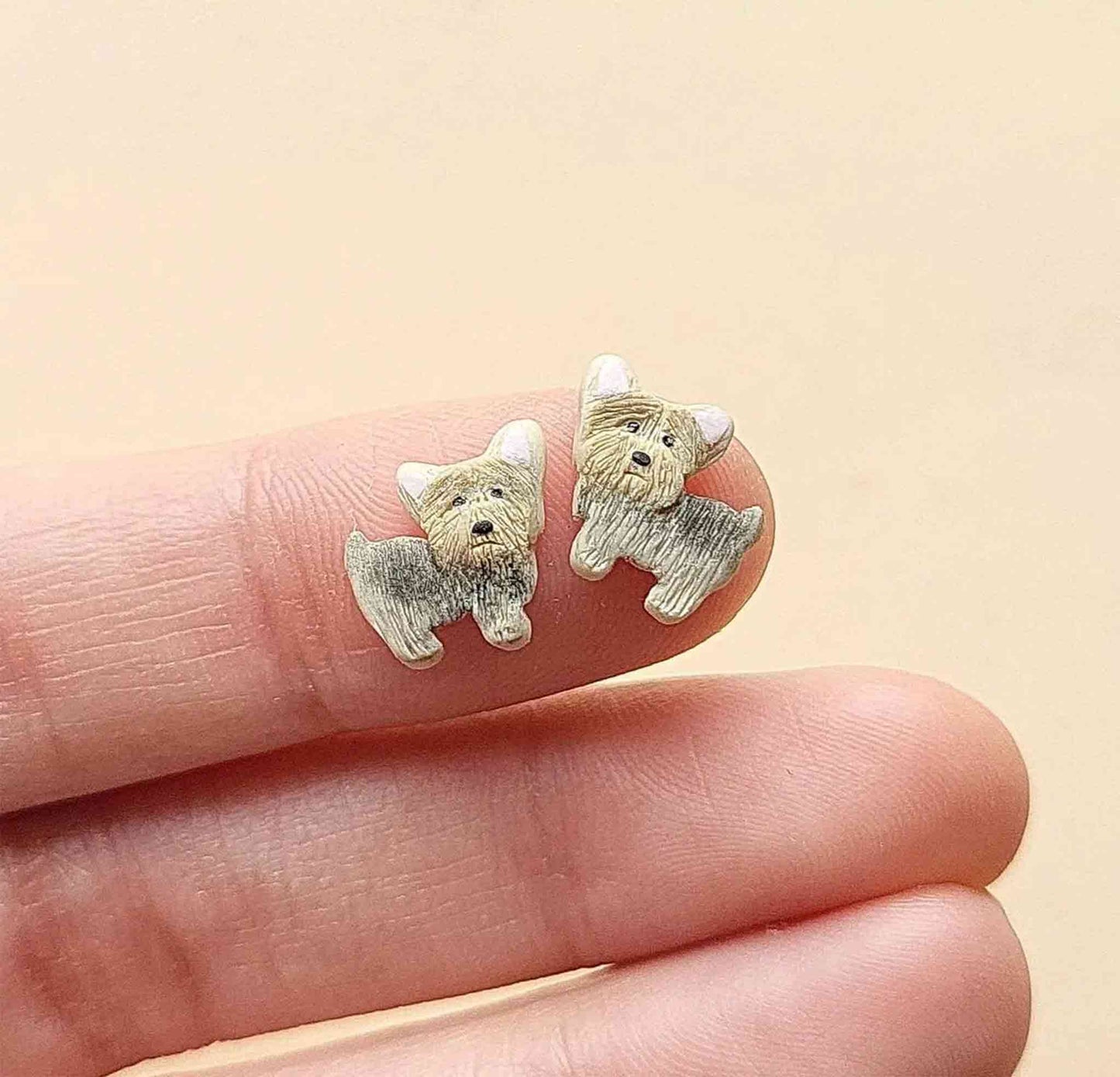 Yorkshire Terrier Stud Earrings, Handmade Dog Jewelry, Gift for Dog Lovers