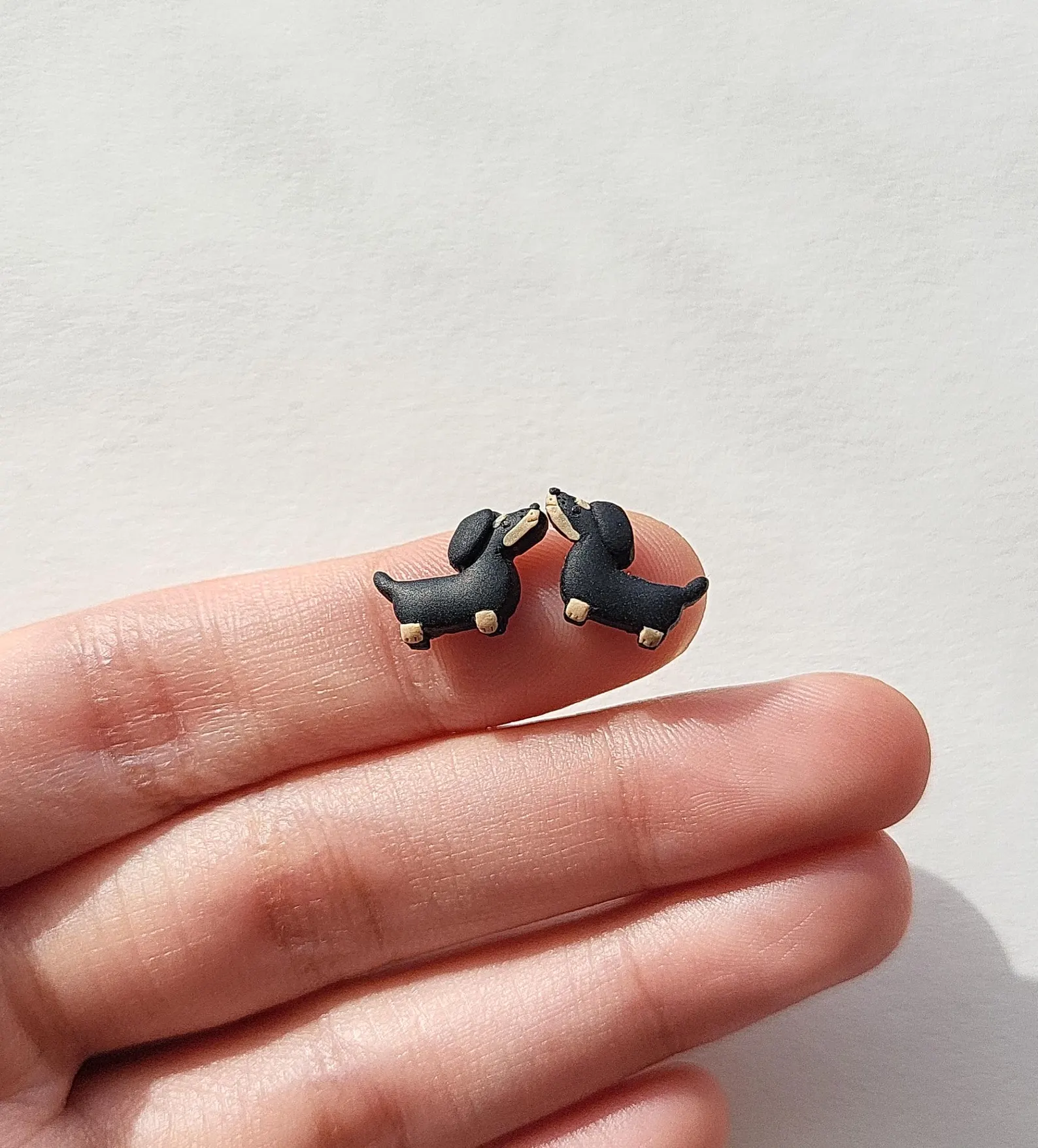 black Dachshund stud earrings - unique gift for Dachshund lovers