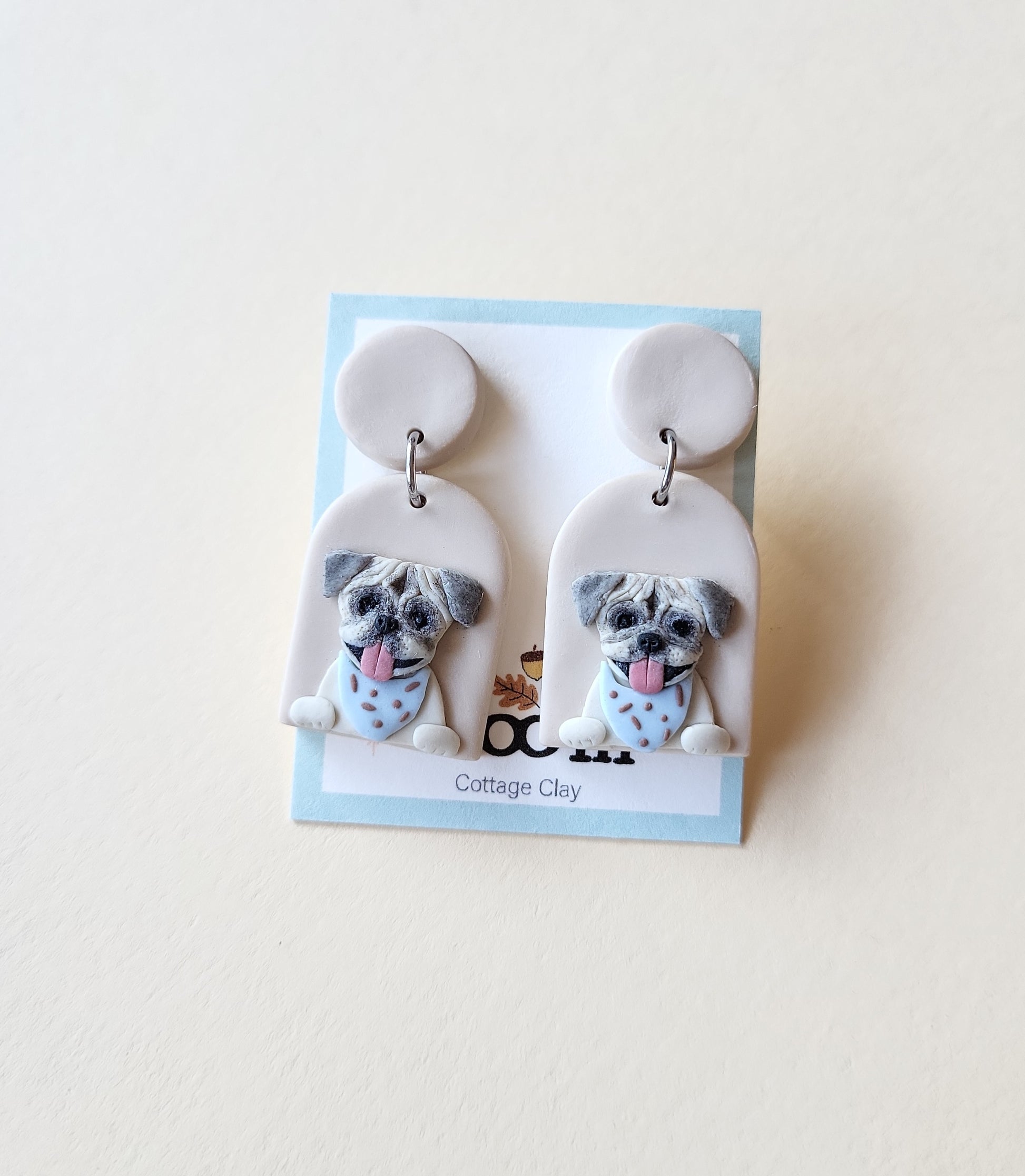 Custom Pug dog earrings