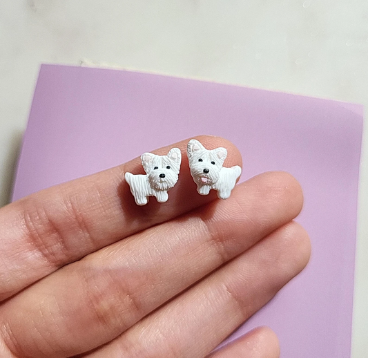 tiny Westie stud earrings - cute Westie gifts for her