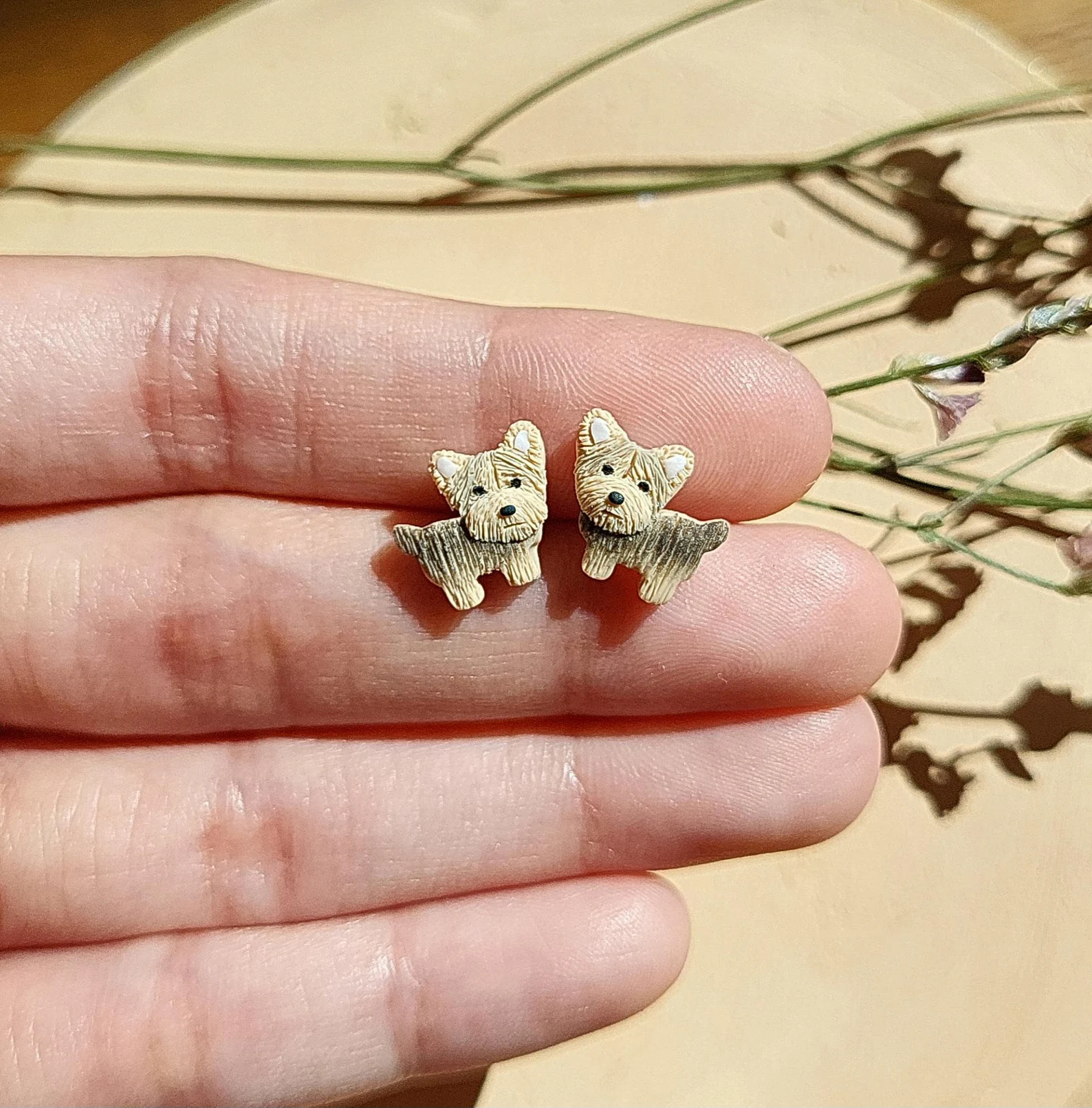 tiny Yorkie stud earrings - cute Yorkie gifts for her