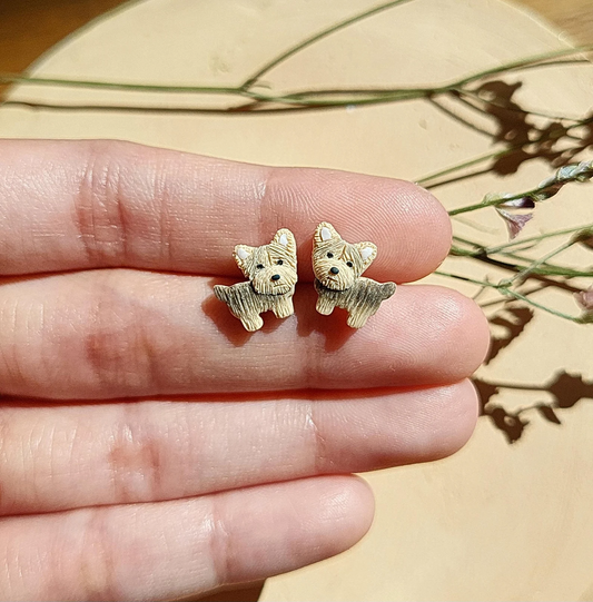 tiny Yorkie stud earrings - cute Yorkie gifts for her