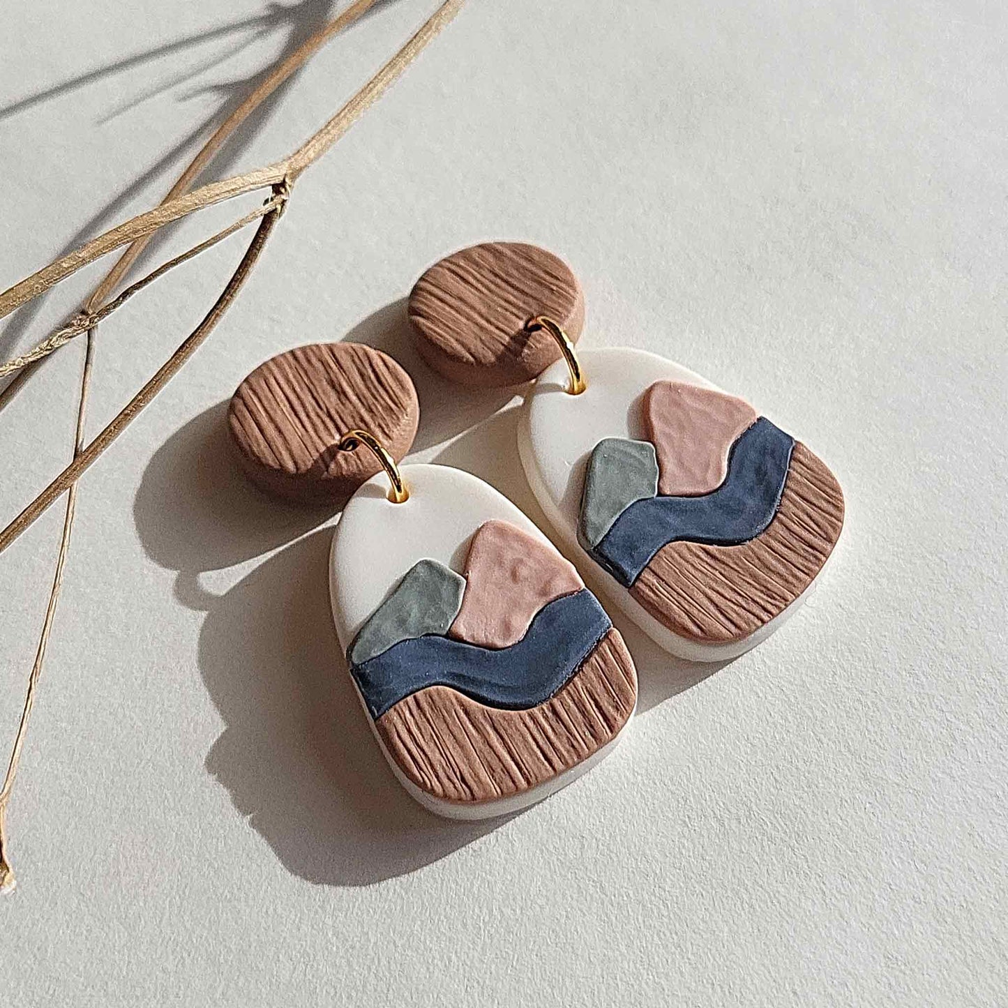 Modern Trendy abstract clay earrings