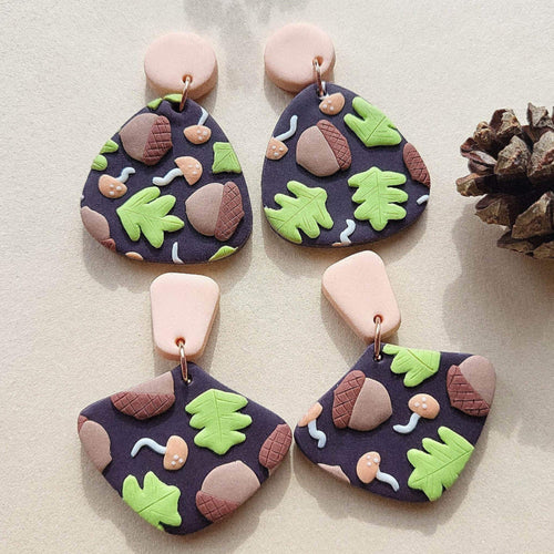 Acorn and oak leaf earrings
