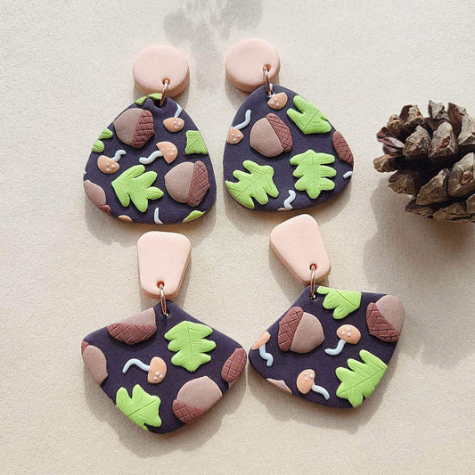 Acorn and oak leaf earrings
