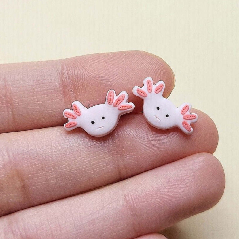 Cute axolotl stud earrings