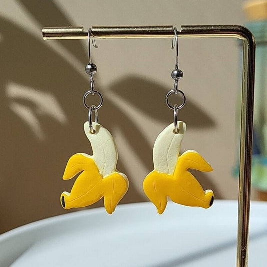 Dangle clay banana earrings