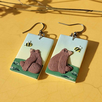 Cute bear earrings - Handmade bear lover gifts