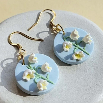 Bell orchid polymer clay earrings - Rankų darbo auskarai „Pakalnutės“