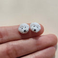 Cute Bichon Frise dog stud earrings handmade jewelry gift for dog owners and dog lovers
