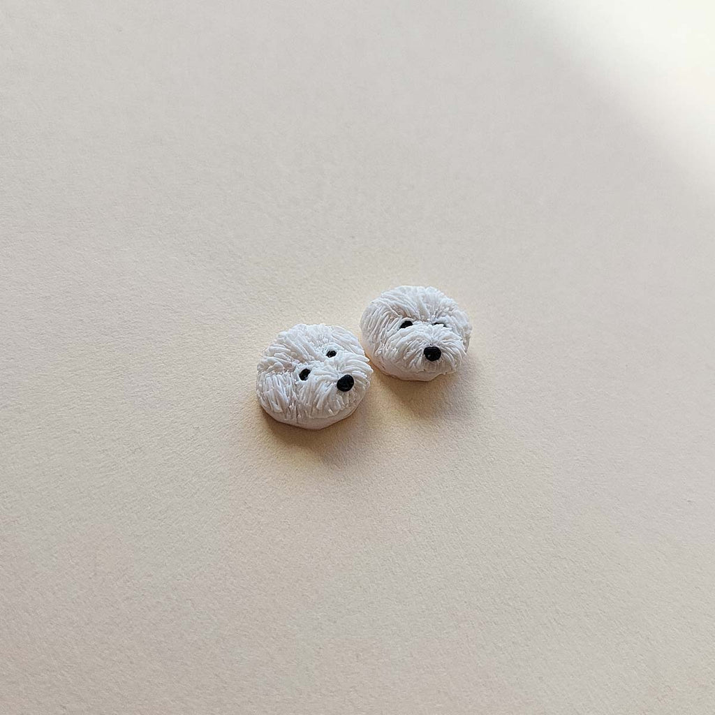 Cute Bichon Frise dog stud earrings handmade jewelry gift for dog owners and dog lovers