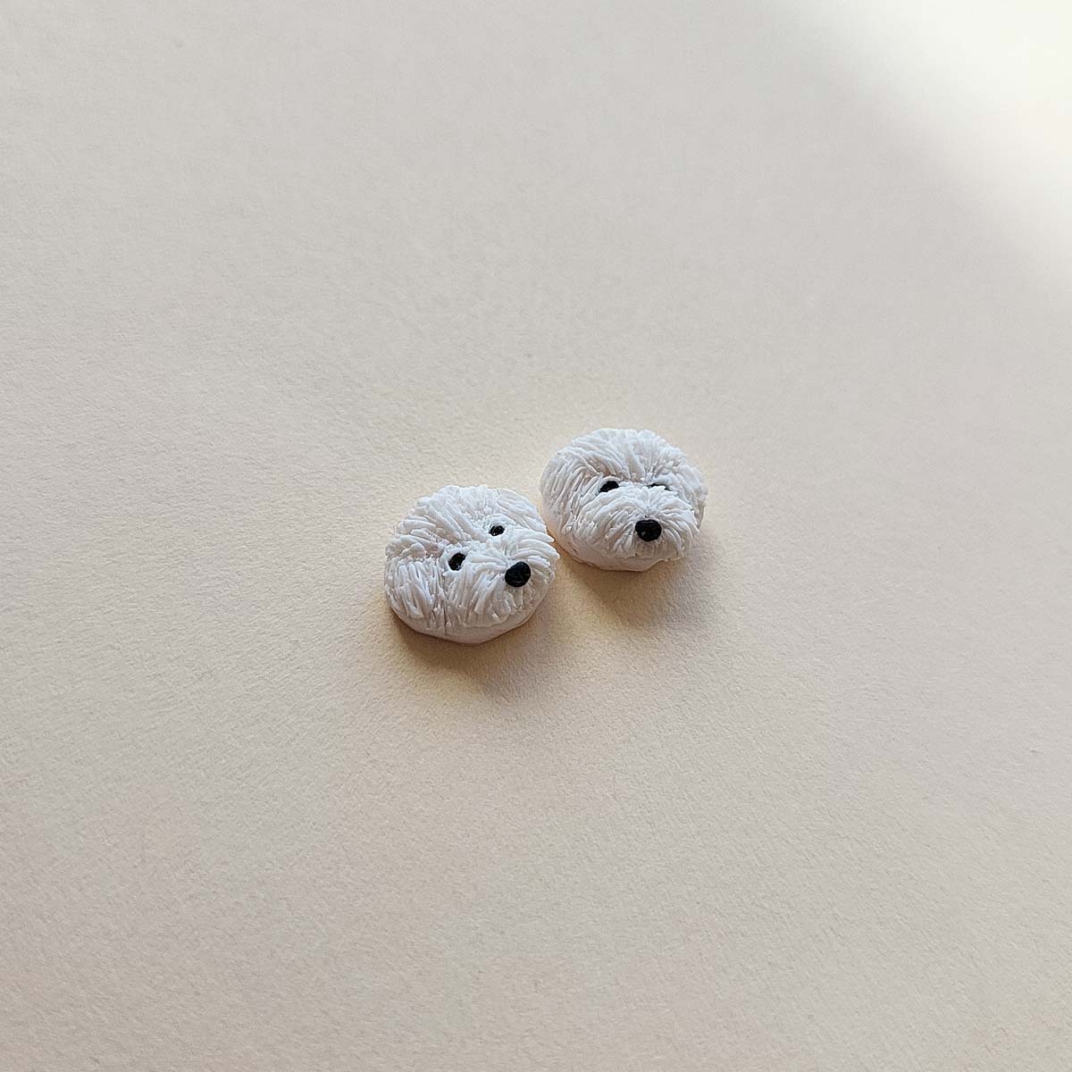 Cute Bichon Frise dog stud earrings handmade jewelry gift for dog owners and dog lovers