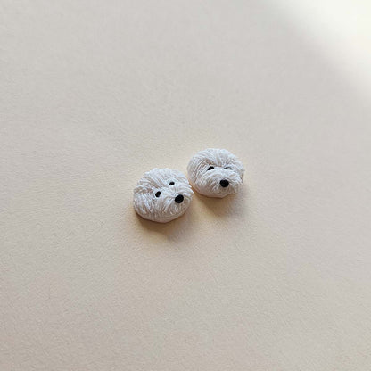 Cute Bichon Frise dog stud earrings handmade jewelry gift for dog owners and dog lovers
