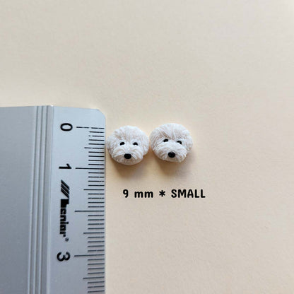 Cute Bichon Frise dog stud earrings handmade jewelry gift for dog owners and dog lovers