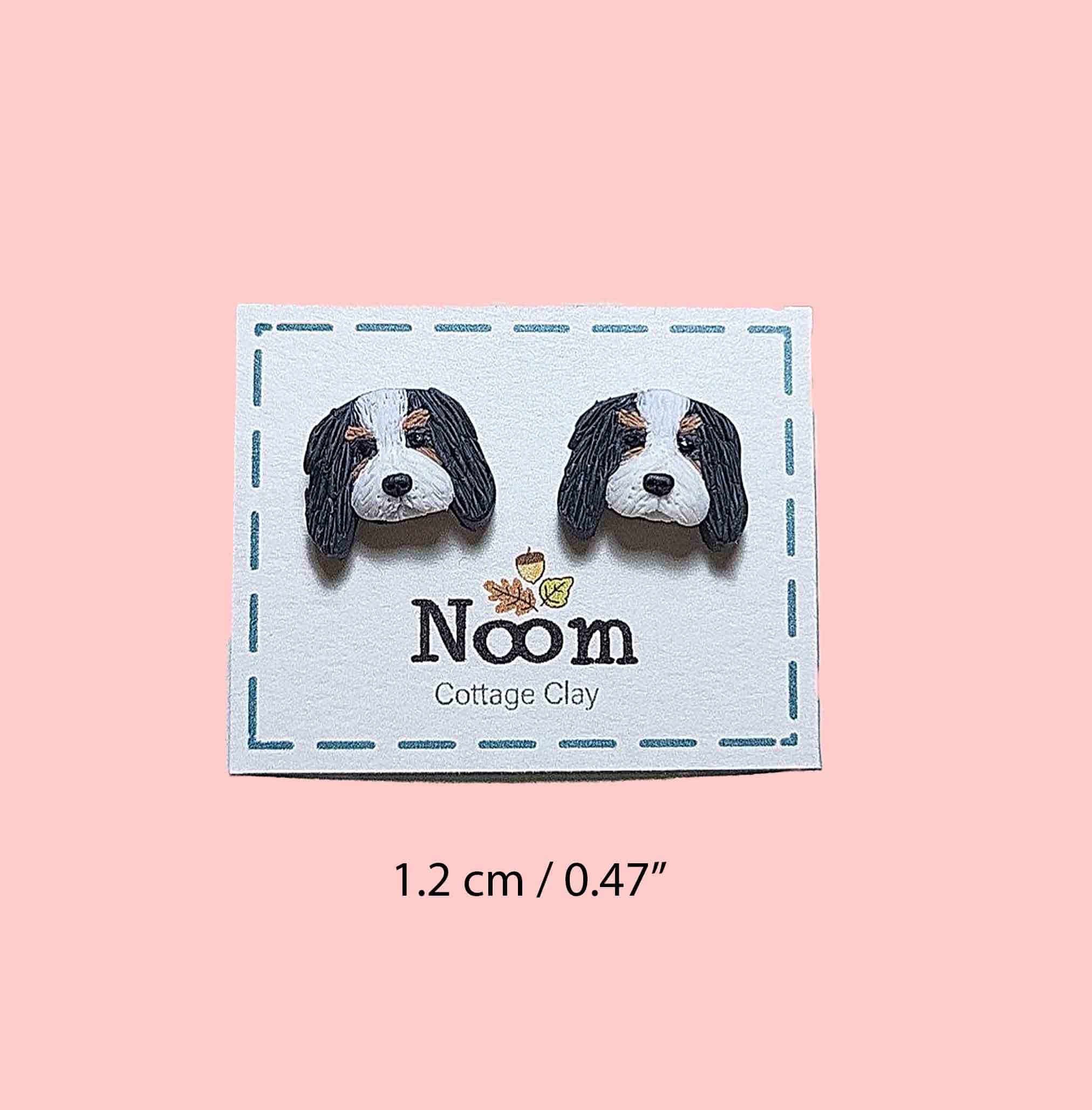 Black Cavalier King Charles Spaniel stud earrings, unique gift for dog lovers