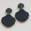 Black shell clay earrings