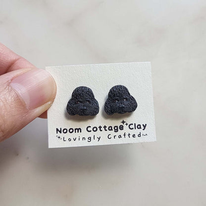 Cute black toy poodle stud earrings