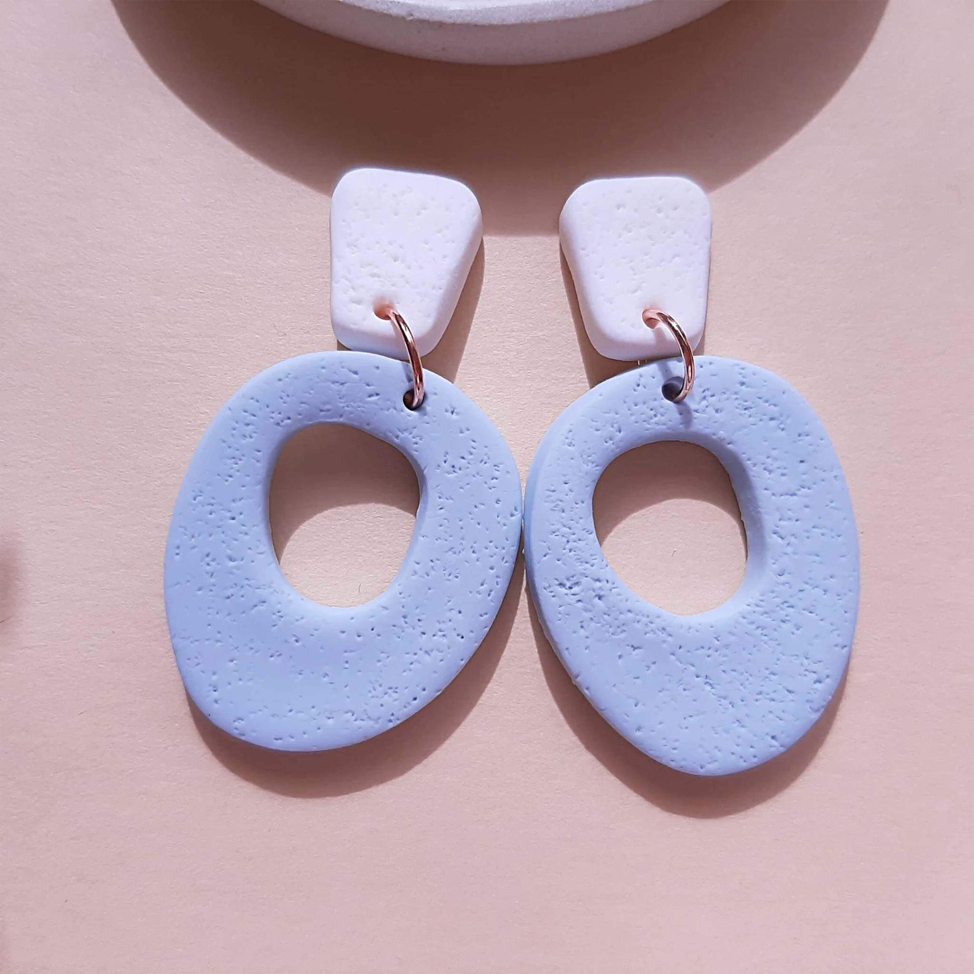Pastel blue earrings polymer clay