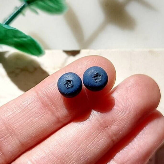 Tiny blueberry stud earrings - Rankų darbo auskarai smeigtukai su mėlyne