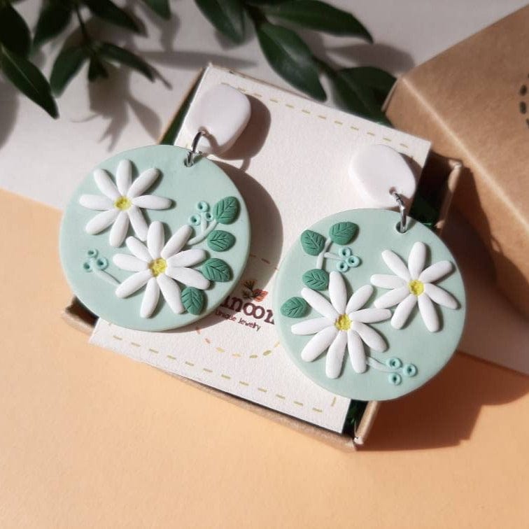 Cute boho floral clay earrings