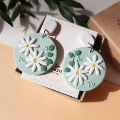 Cute boho floral clay earrings