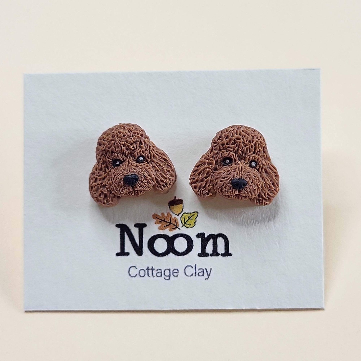 Brown Poodle stud earrings