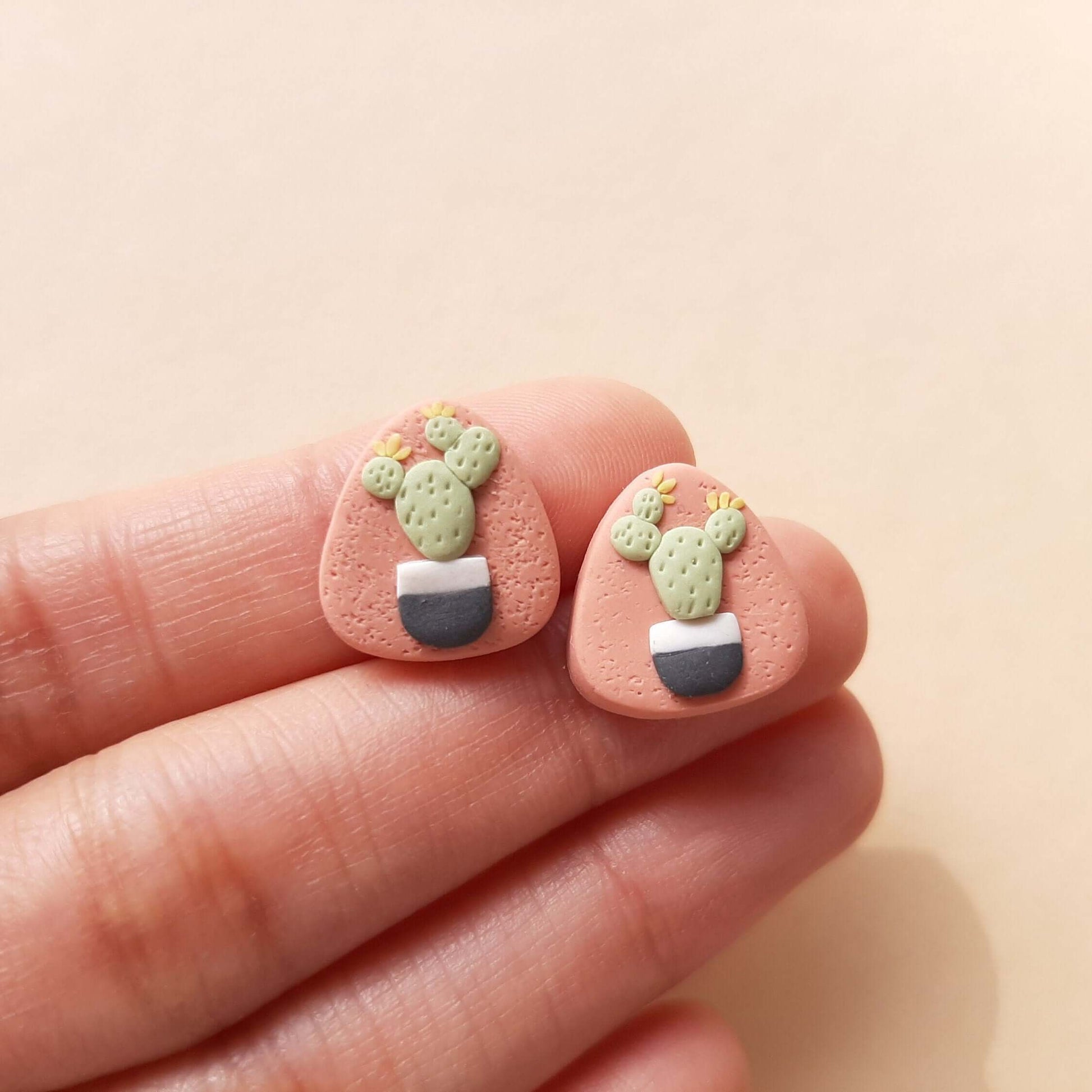 Succulent stud earrings handmade